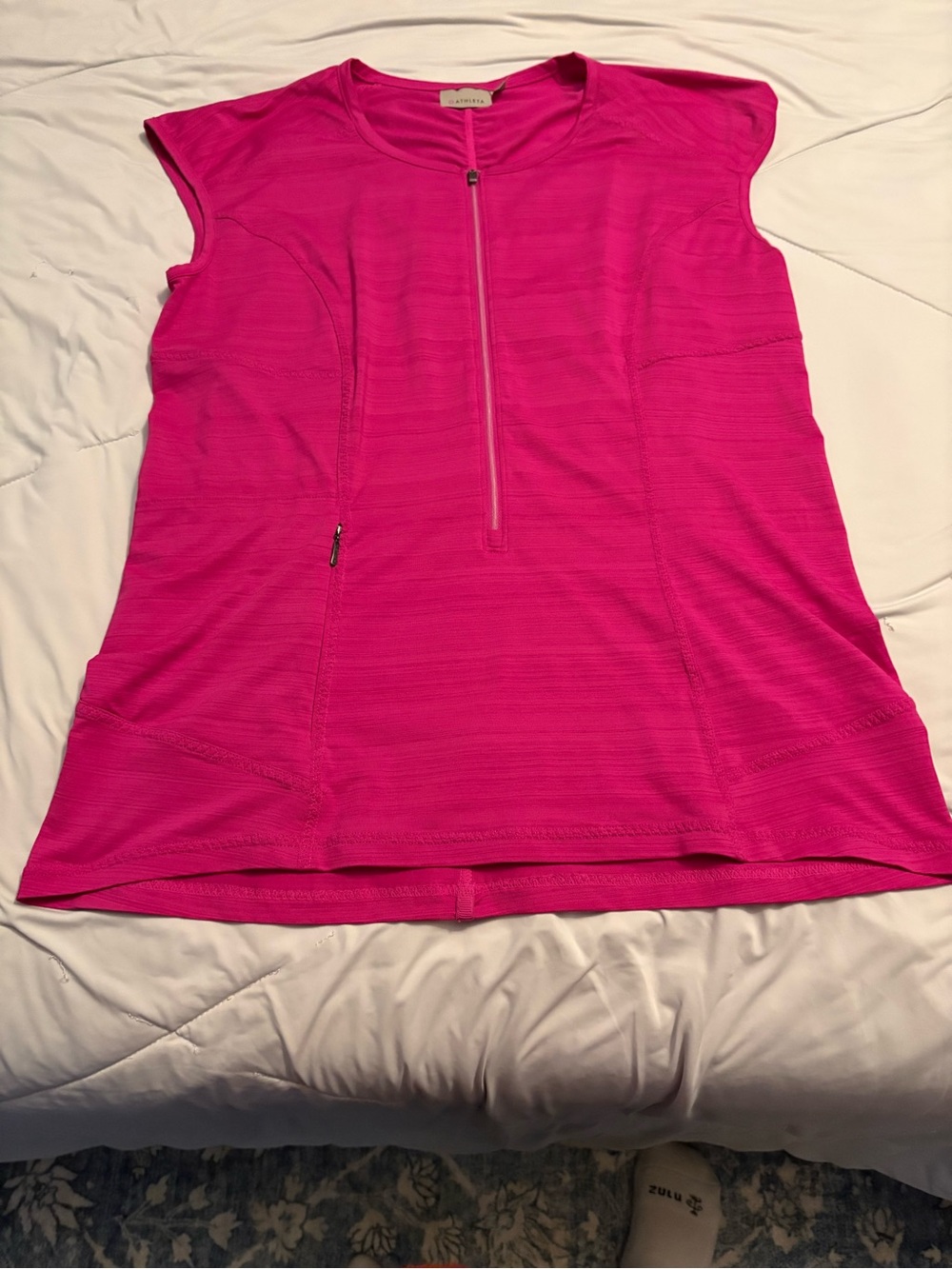 Athleta Hot Pink Zip-Front One-Piece Swim rash guard